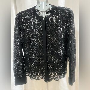 Black Lace Button-Up Cardigan